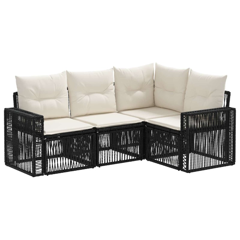 Ensemble de canapé de jardin 4 pcs Noir et blanc crème 633381633381