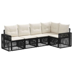 Ensemble de canapé de jardin 5 pcs Noir et blanc crème 633382633382