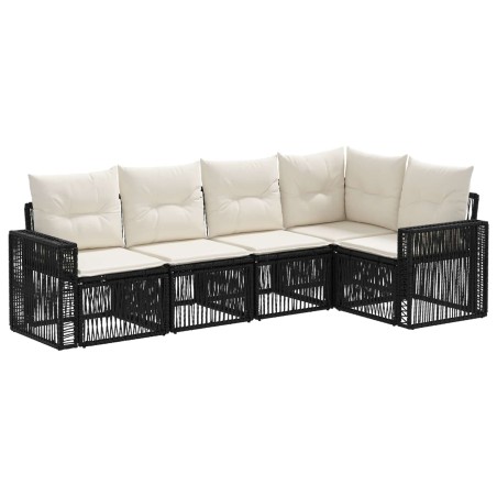 Ensemble de canapé de jardin 5 pcs Noir et blanc crème 633382633382