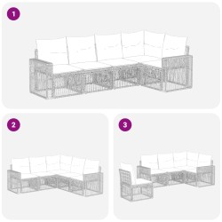 Ensemble de canapé de jardin 5 pcs Noir et blanc crème 633382633382