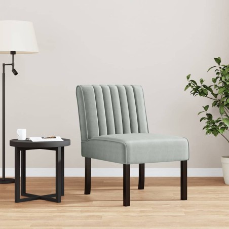 Fauteuil sans accoudoirs gris clair velours 633384633384
