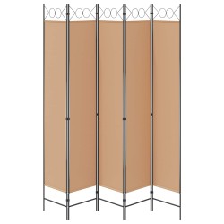 Paravent 5 panneaux Beige 200 x 220 cm Tissu 633402633402