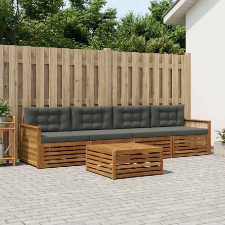 Ensemble de canapés d'extérieur 5 pcs Naturel et Anthracite 633408633408