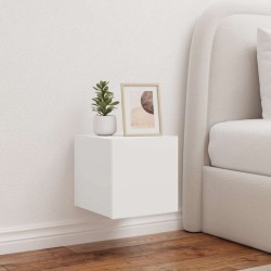 Meubles TV muraux avec lumières LED 2 pcs blanc 30,5x35x30 cm 633409633409