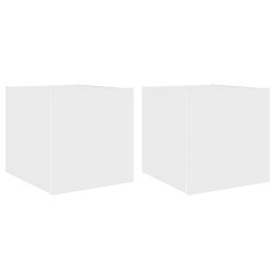 Meubles TV muraux avec lumières LED 2 pcs blanc 30,5x35x30 cm 633409633409