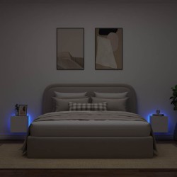 Meubles TV muraux avec lumières LED 2 pcs blanc 30,5x35x30 cm 633409633409