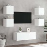Meubles TV muraux avec lumières LED 2 pcs blanc 30,5x35x30 cm 633409633409