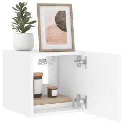 Meubles TV muraux avec lumières LED 2 pcs blanc 30,5x35x30 cm 633409633409