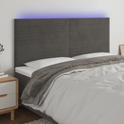 Tête de lit à LED Gris foncé 180x5x118/128 cm Velours 633411633411