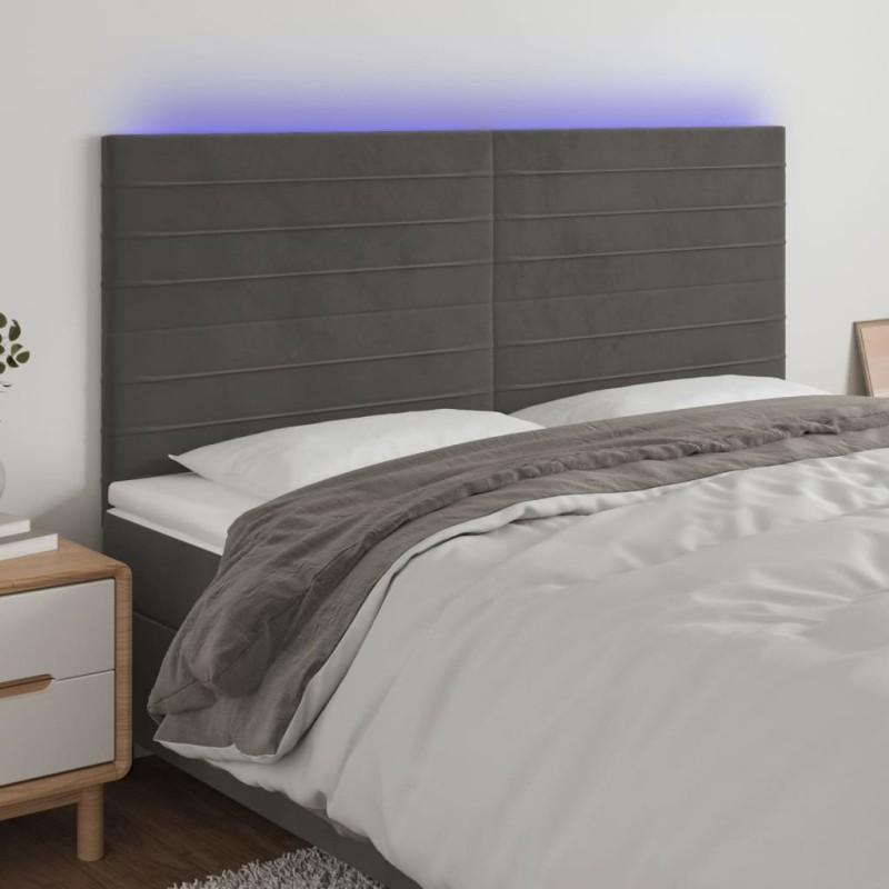 Tête de lit à LED Gris foncé 180x5x118/128 cm Velours 633411633411