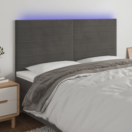 Tête de lit à LED Gris foncé 180x5x118/128 cm Velours 633411633411