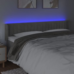 Tête de lit à LED Gris clair 203x16x78/88 cm Velours 633414633414
