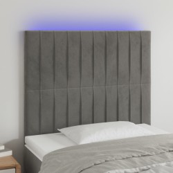 Tête de lit à LED Gris clair 100x5x118/128 cm Velours 633416633416