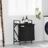 Panier à linge 1 compartiment avec étagère en chêne fumé 633425633425