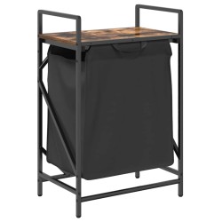 Panier à linge 1 compartiment avec étagère en chêne fumé 633425633425