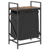Panier à linge 1 compartiment avec étagère en chêne fumé 633425633425