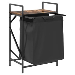 Panier à linge 1 compartiment avec étagère en chêne fumé 633425633425