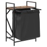 Panier à linge 1 compartiment avec étagère en chêne fumé 633425633425