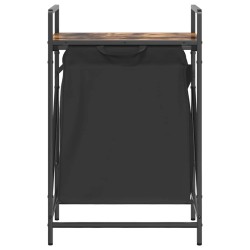 Panier à linge 1 compartiment avec étagère en chêne fumé 633425633425