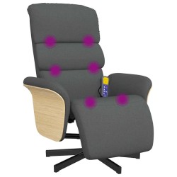 Fauteuil inclinable de massage et repose-pieds gris foncé tissu 633432633432