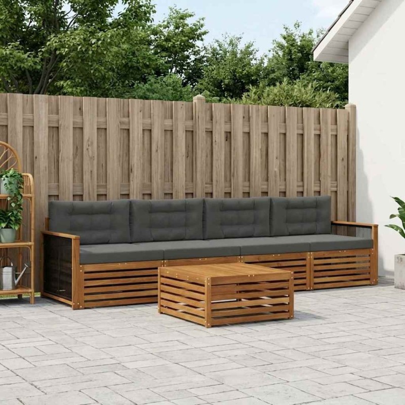 Ensemble de canapés d'extérieur 5 pcs Naturel et Anthracite 633433633433