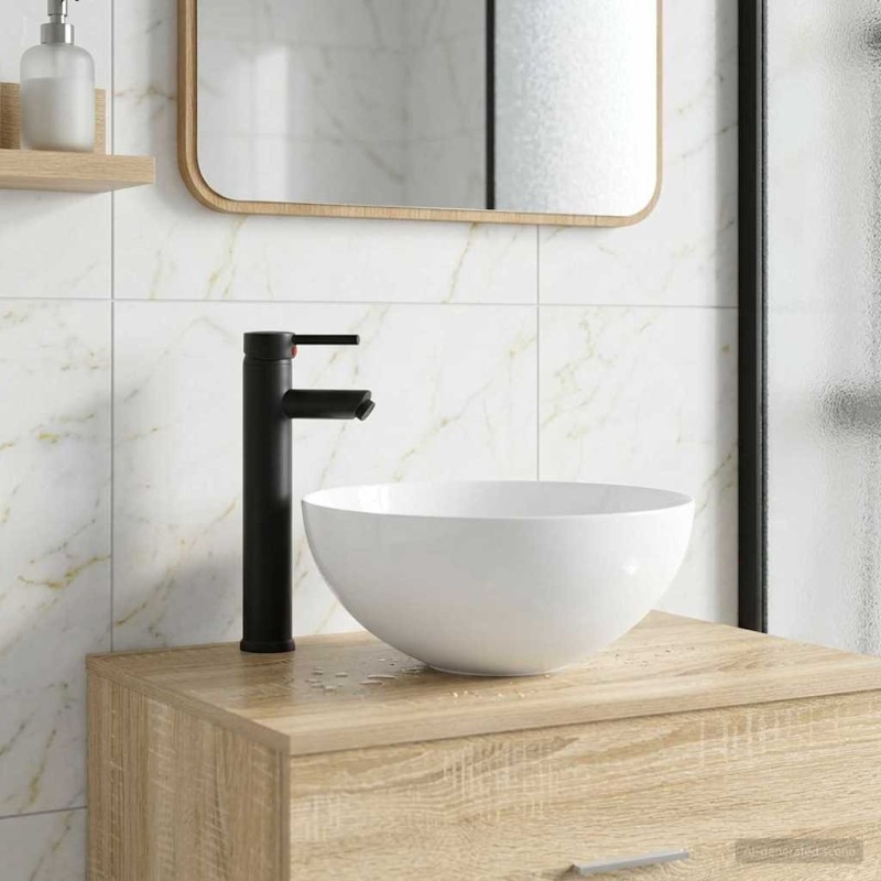 Lavabo de salle de bains Noir Mat 35,5 x 35,5 x 14,5 cm métal 633438633438