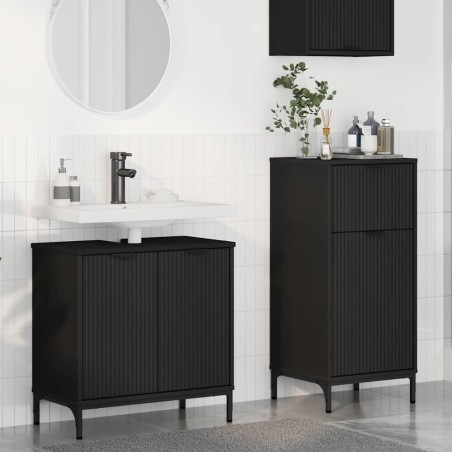 Ensemble de mobilier de salle de bain avec tiroir 2 pcs Noir 633440633440