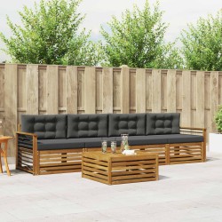 Ensemble de canapés d'extérieur 5 pcs Naturel et Anthracite 633441633441