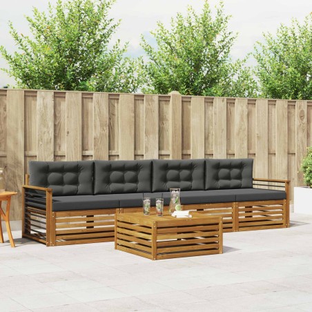 Ensemble de canapés d'extérieur 5 pcs Naturel et Anthracite 633441633441