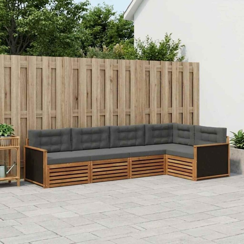 Ensemble de canapés d'extérieur 5 pcs Naturel et Anthracite 633447633447