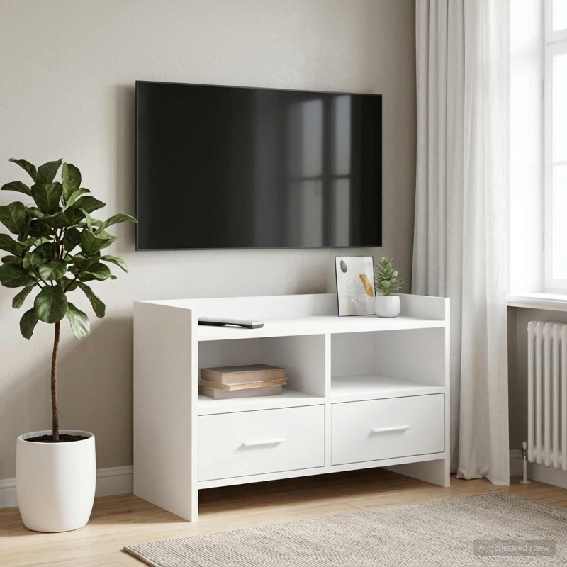 Meuble TV 71,5 x 33 x 47 cm Blanc Bois d'ingénierie 633448633448