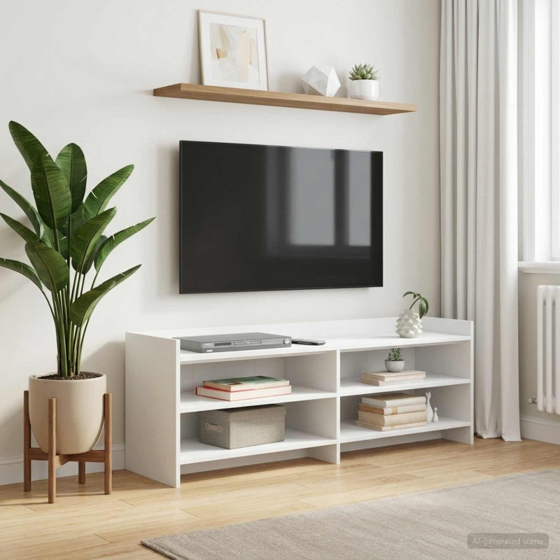 Meuble TV 135 x 33 x 47 cm Blanc Bois d'ingénierie 633450633450