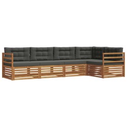 Ensemble de canapés d'extérieur 5 pcs Naturel et Anthracite 633454633454