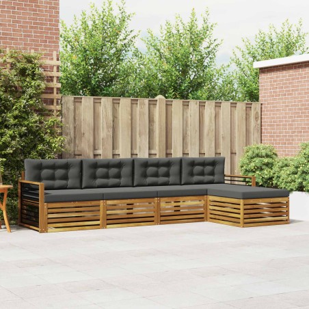 Ensemble de canapés d'extérieur 5 pcs Naturel et Anthracite 633455633455