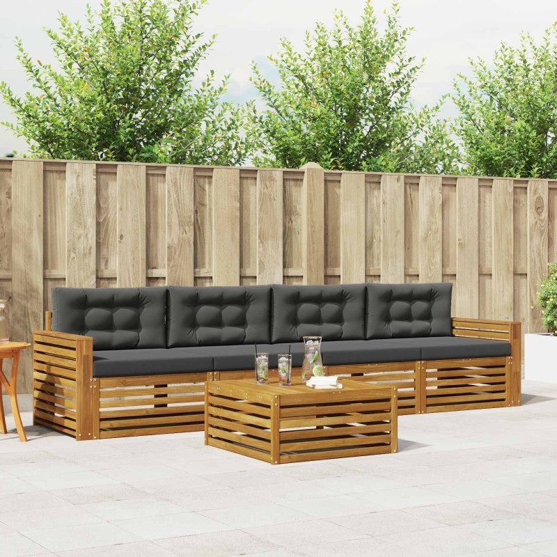 Ensemble de canapés d'extérieur 5 pcs Naturel et Anthracite 633462633462