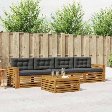 Ensemble de canapés d'extérieur 5 pcs Naturel et Anthracite 633462633462