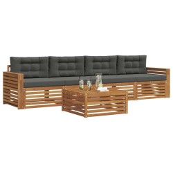 Ensemble de canapés d'extérieur 5 pcs Naturel et Anthracite 633462633462