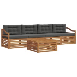 Ensemble de canapés d'extérieur 5 pcs Naturel et Anthracite 633466633466