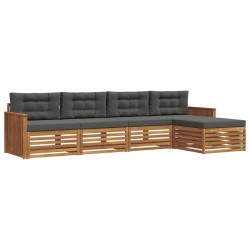 Ensemble de canapés d'extérieur 5 pcs Naturel et Anthracite 633467633467