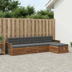 Ensemble de canapés d'extérieur 5 pcs Naturel et Anthracite 633469633469