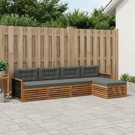 Ensemble de canapés d'extérieur 5 pcs Naturel et Anthracite 633473633473