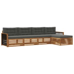 Ensemble de canapés d'extérieur 5 pcs Naturel et Anthracite 633473633473