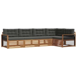 Ensemble de canapés d'extérieur 5 pcs Naturel et Anthracite 633474633474