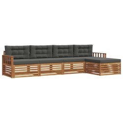 Ensemble de canapés d'extérieur 5 pcs Naturel et Anthracite 633476633476