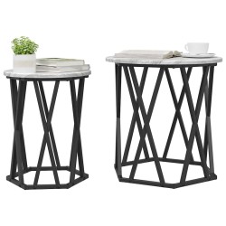Table basse 2 pcs Gris Sonoma Bois d'ingénierie et acier 633480633480
