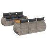 Salon de jardin avec coussins 7 pcs gris résine tressée 633491633491