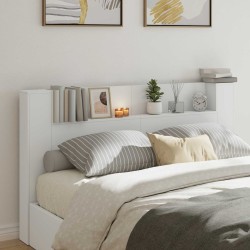 Cabinet de Tête de Lit avec LED Blanc 180 x 16,5 x 103,5 cm 633493633493