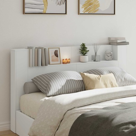 Cabinet de Tête de Lit avec LED Blanc 180 x 16,5 x 103,5 cm 633493633493