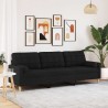 Canapé 3 places avec oreillers décoratifs noir 210 cm tissu 633496633496