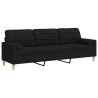 Canapé 3 places avec oreillers décoratifs noir 210 cm tissu 633496633496
